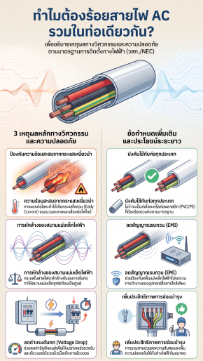 เหตุผลการร้อยสายไฟรวมท่อ