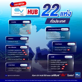 พิกัด EV HUB 22 แห่ง ทั่วประเทศ