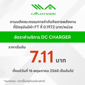 EA Anywhere ประกาศราคา DC Charger ใหม่ 