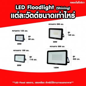 LED Floodlight จากแบรนด์ Shining ทั้ง 4 วัตต์ มีขนาดเท่าไหร่บ้าง
