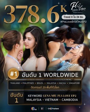 'ลีน่า-หมิว' สร้างสถิติ "PLS Love รักได้ไหม" ครองแชมป์เทรนด์โลก อันดับ 1