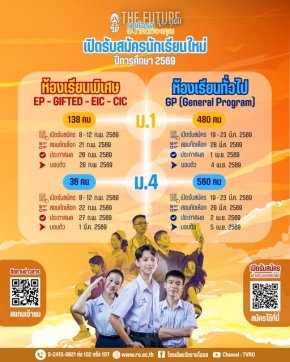 กำหนดการรับสมัครนักเรียนใหม่ ม.1 และ ม.4 โรงเรียนวัดราชโอรส ปีการศึกษา 2569