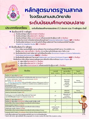 Update! หลักสูตรระดับชั้นมัธยมศึกษาตอนปลาย โรงเรียนสามเสนวิทยาลัย