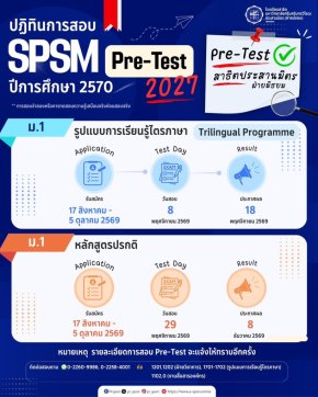 SPSM Pre-Test M.1 2570 - พรีเทสสอบเข้า ม.1 โรงเรียนสาธิตมหาวิทยาลัยศรีนครินทรวิโรฒ ประสานมิตร(ฝ่ายมัธยม) ประจำปีการศึกษา 2570