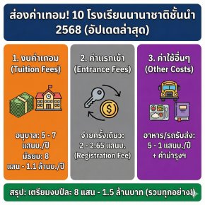 ส่องค่าเทอม! 10 โรงเรียนนานาชาติชั้นนำในไทย ปี 2568 (อัปเดตล่าสุด)