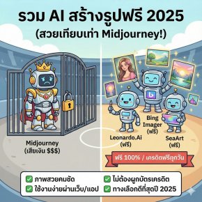 รวม 5 AI สร้างรูปฟรี 2025 สวยเทียบเท่า Midjourney (ไม่ต้องเสียเงินสักบาท)