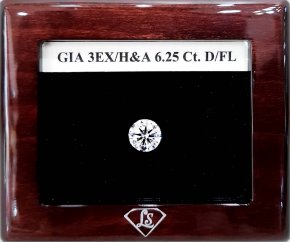 เพชรเซอร์GIA 6.25 ct. D/Flawless Top Spec 3Excellent/ Heart&Arrow/ None Fluorescence