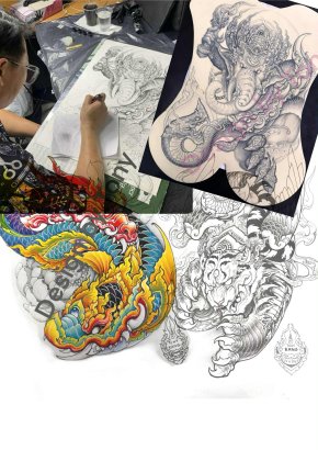 Thai art tattoo custom Designs 