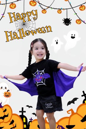 Hallow wing Halloween เสื้อยืดแขนสั้นสกรีนลายฮาโลวีน