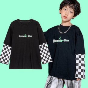 Checker Hip Boy เสื้อโอเวอร์ไซซ์แขนลายตารางหมากรุก