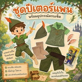 ชุดแฟนซี ปีเตอร์แพนเด็ก ชุดแฟนซี มาเป็น Set 6 ชิ้นจุกๆ