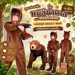 ชุดแฟนซีเด็กหมีสีน้ำตาล Brown Bears หมีกริซลี่ 