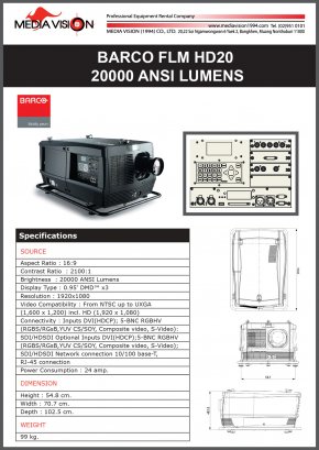 BARCO FLM HD20 20000 ANSI LUMENS