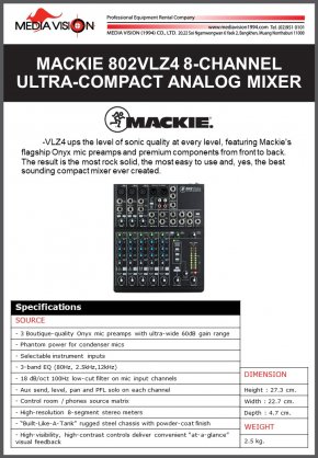 MACKIE 802VLZ4 8-CHANNEL ULTRA-COMPACT ANALOG MIXER