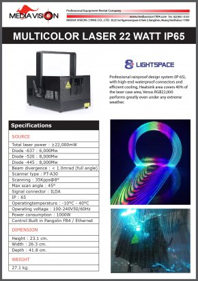 MULTICOLOR LASER 22 WATT IP65