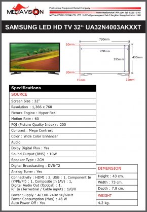 SAMSUNG LED HD TV 32" UA32N4003AKXXT