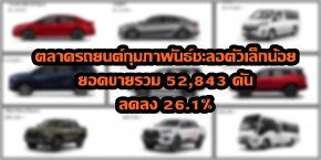 ตลาดรถยนต์กุมภาพันธ์ชะลอตัวเล็กน้อย ยอดขายรวม 52,843 คัน ลดลง 26.1%