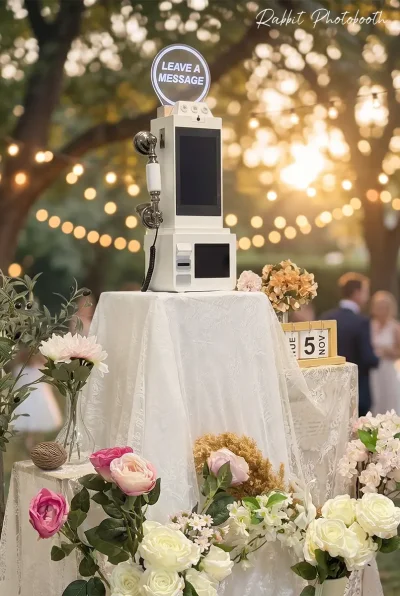 wedding video guestbook service in thailand by rabbit photobooth guests recording video messages for bride and groom