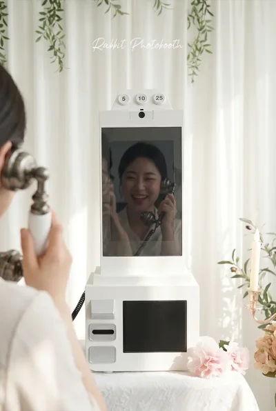 wedding video guestbook service in thailand by rabbit photobooth guests recording video messages for bride and groom