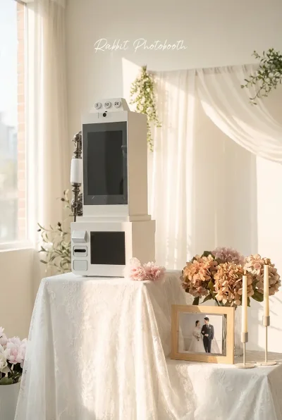 wedding video guestbook service in thailand by rabbit photobooth guests recording video messages for bride and groom