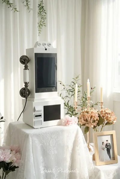 wedding video guestbook service in thailand by rabbit photobooth guests recording video messages for bride and groom