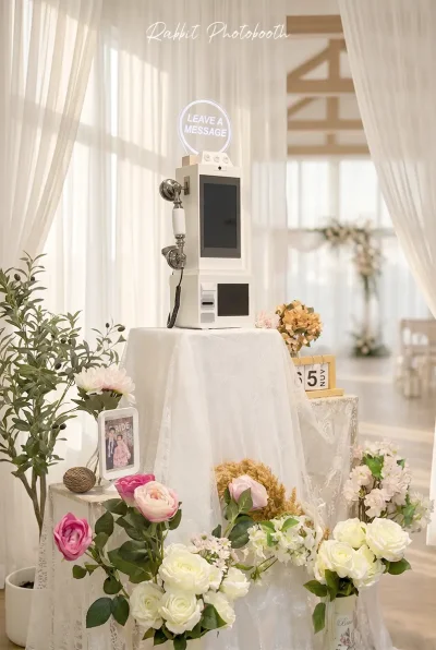 wedding video guestbook service in thailand by rabbit photobooth guests recording video messages for bride and groom