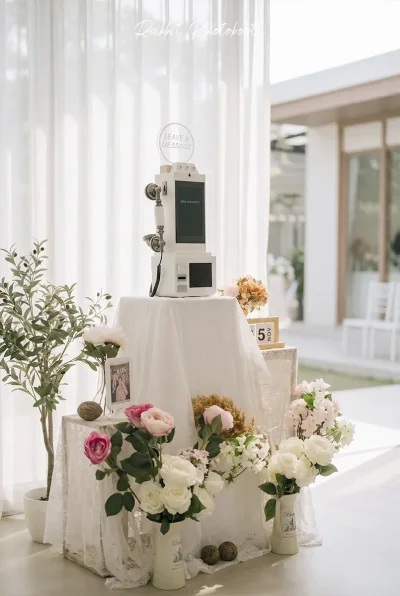 wedding video guestbook service in thailand by rabbit photobooth guests recording video messages for bride and groom