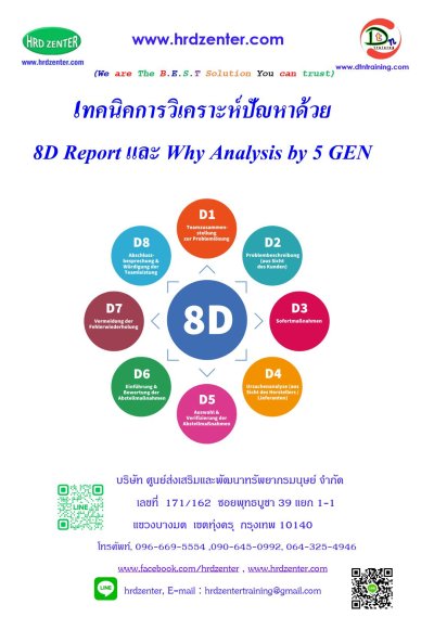 หลักสูตร  เทคนิคการวิเคราะห์ปัญหาด้วย 8DReport และ Why Analysis by 5GEN