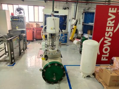 FMC had inspection test Flowserve Control valve 12inch at Flowserve Singapore factory