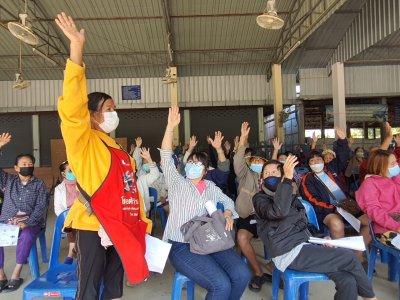 ประชาคมชี้แจงแนวทางการการให้ความช่วยเหลือผู้ประสบอุทกภัยในช่วงฤดูฝน ปี 2565 หมู่ 1 บ้านป่าซางน้อย-หัวฝาย  ณ ลานหน้าวัดป่าซางน้อย