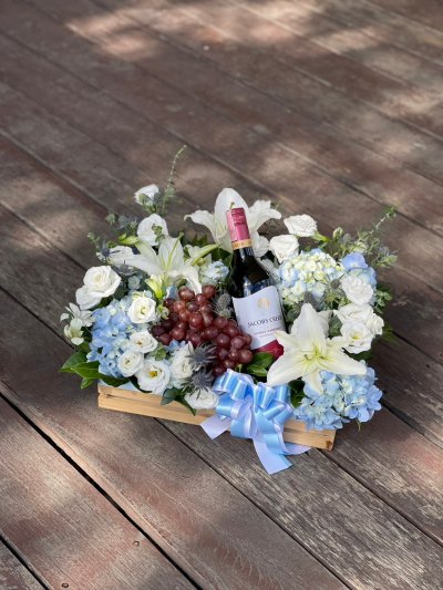 กระเช้าไวน์ ไวน์ตกแต่งดอกไม้
