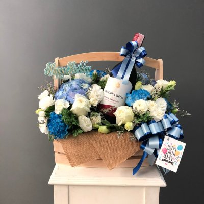 กระเช้าไวน์ ไวน์ตกแต่งดอกไม้