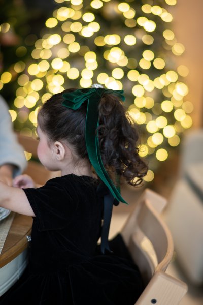 Qd Bow : Velvet Emerald Green Christmas Hair Clip