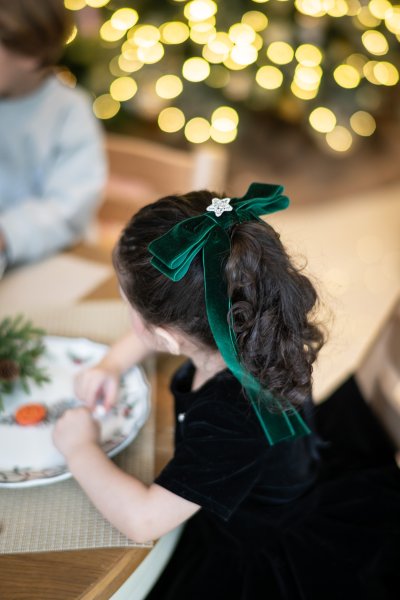 Qd Bow : Velvet Charming Red Christmas Hair Clip