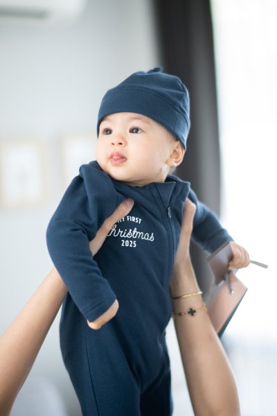 Onesie with beanie hat (Navy)