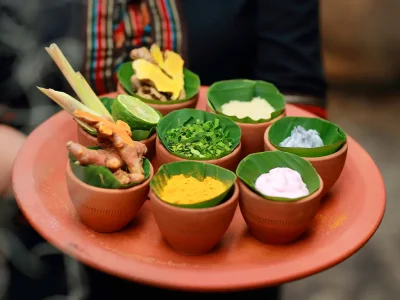Traditional Thai herbs used for wellness and spa treatments at Srimantra Spa