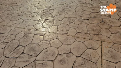 คอนกรีตพิมพ์ลาย Random Stone สีน้ำตาล