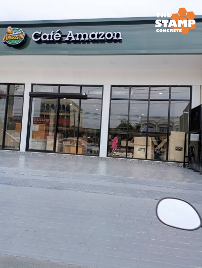 งานคอนกรีตพิมพ์ลายหน้า Cafe Amazon