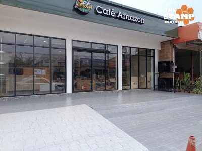 งานคอนกรีตพิมพ์ลายหน้า Cafe Amazon