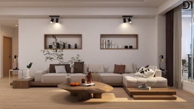 ห้องนั่งเล่นคอนโดมิเนียม - โมเดิร์นคลาสสิคสไตล์