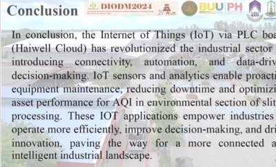 เข้าร่วมการนำเสนอบทความทางวิชาการ หัวข้อ “AIR QUALITY MANAGEMENT WITH IOT FROM AIR POLLUTION CONTROL SYSTEM” ในงานประชุมวิชาการระดับนานาชาติ Second International Symposium on Data-Driven Intelligent Optimization for Decision Making (DIODM2024) 