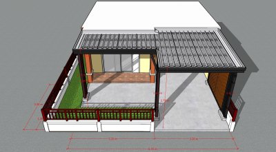 งานออกแบบต่อเติมโครงสร้างหลังคาหน้าบ้าน