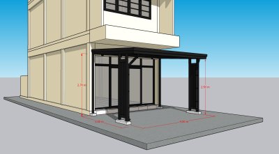 งานออกแบบต่อเติมโครงสร้างหลังคาหน้าบ้าน