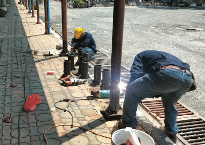 งานปรับปรุงโครงสร้างหลังคาทางเดิน