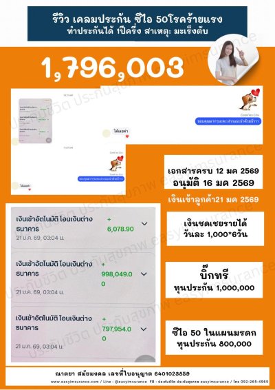 รีวิว เคลมประกันโรคร้ายแรง