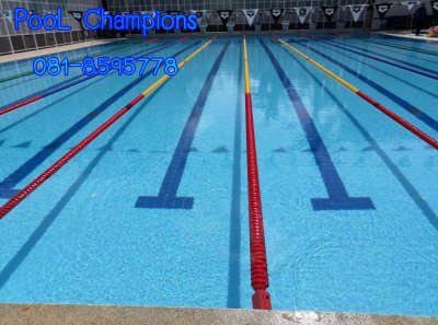ลู่ สระว่ายน้ำ ทุ่น ตัดคลื่น 6 นิ้ว (15ซม.) มาตรฐาน 50 เมตร แข่งขัน 0818595778 lane rope line swimming pool anti wave floating 