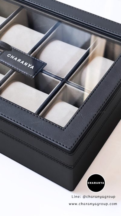 กล่องใส่นาฬิกา 10 เรือน เกรด A ใส่นาฬิกาเรือนใหญ่ได้ Premium 10 Slot Watches Storage Box Organizer  กล่องสะสมนาฬิกา มีกุญแจล็อค หมอนนิ่ม รองรับหน้าปัด 50มม. ใส่นาฬิกาเรือนใหญ่ได้ กล่องนาฬิกา สีเทา Gray 