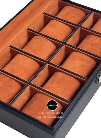 กล่องใส่นาฬิกา 10 เรือน เกรด A ใส่นาฬิกาเรือนใหญ่ได้ Premium 10 Slot Watches Storage Box Organizer  กล่องสะสมนาฬิกา มีกุญแจล็อค หมอนนิ่ม รองรับหน้าปัด 50มม. ใส่นาฬิกาเรือนใหญ่ได้ กล่องนาฬิกา สีอิฐ Brick