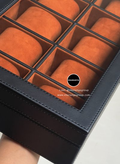 กล่องใส่นาฬิกา 10 เรือน เกรด A ใส่นาฬิกาเรือนใหญ่ได้ Premium 10 Slot Watches Storage Box Organizer  กล่องสะสมนาฬิกา มีกุญแจล็อค หมอนนิ่ม รองรับหน้าปัด 50มม. ใส่นาฬิกาเรือนใหญ่ได้ กล่องนาฬิกา สีอิฐ Brick