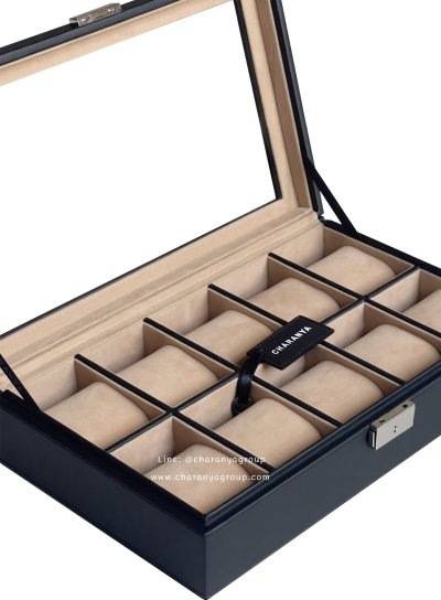 กล่องใส่นาฬิกา 10 เรือน เกรด A ใส่นาฬิกาเรือนใหญ่ได้ Premium 10 Slot Watches Storage Box Organizer  กล่องสะสมนาฬิกา มีกุญแจล็อค หมอนนิ่ม รองรับหน้าปัด 50มม. ใส่นาฬิกาเรือนใหญ่ได้ กล่องนาฬิกา สีครีม Cream